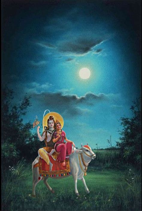 Lord Shiva And Parvati On Nandi In Creative Art Painting Hinduism Art