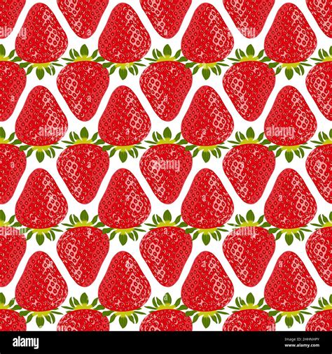 Red Strawberry Seamless Texture Ripe Strawberries Pattern Vector