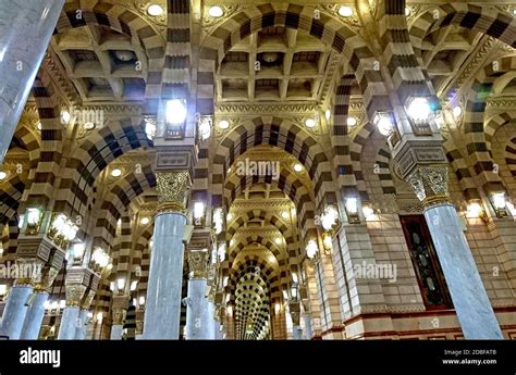 Masjid Nabawi Mosque Holly Mosque Medina Saudi Arabia Stock Photo