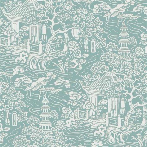 Chinoiserie Wallpaper In Blue Green From The Tea Garden Collection By