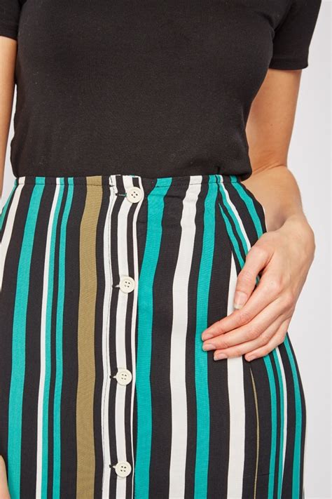 Vertical Striped Midi Skirt Whitemulti Just 7