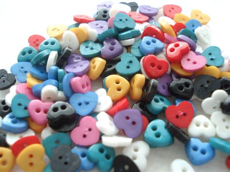 6mm Mini Resin Heart Buttons Doll Buttons Pack Of 50 Very Small Heart