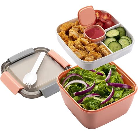 Salad Lunch Box 52 Ounces Salad Bowl With 3 Compartments Salad