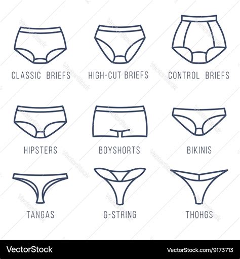 Female Underwear Panties Types Flat Thing Line Vector Image