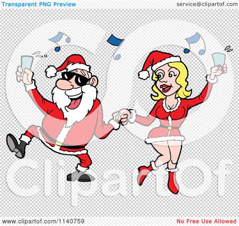 Some of these might just stump you! Cartoon Of Santa Holding Up A Drink And Dancing With A ...