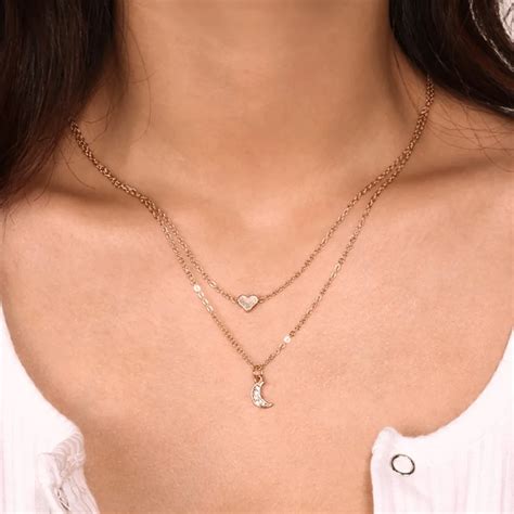 women necklaces jewelry accessories moon pendant necklaces fine body jewellery heart necklace