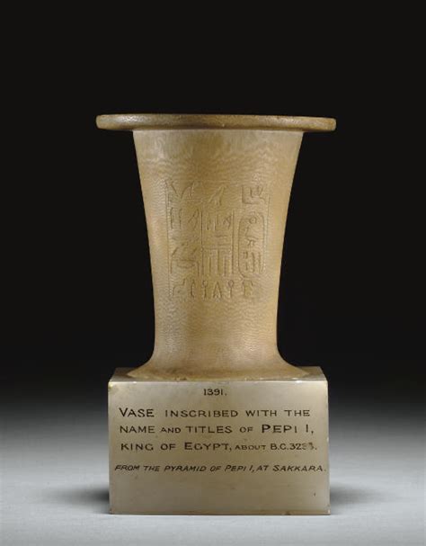 An Egyptian Alabaster Vase Inscribed For Pepi I Old Kingdom Dynasty