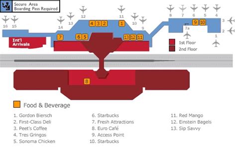 San Jose Airport Map Sjc Printable Terminal Maps Shops Food