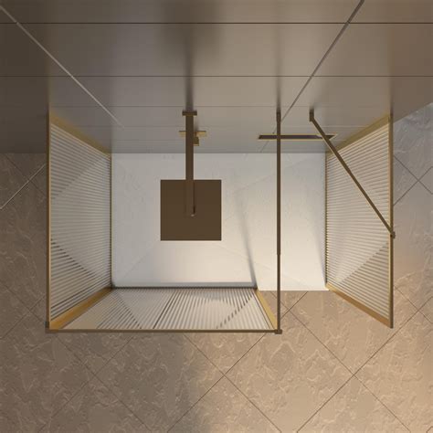Luxor 3 Sided Walk In Fluted Shower Enclosure With Tray And Brass Frame