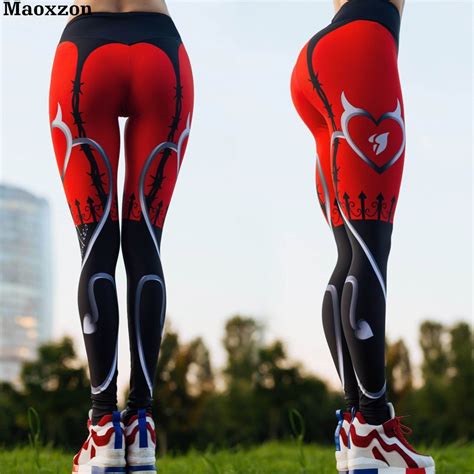 maoxzon womens print sexy slim fitness workout leggings trousers woman fashion high waist