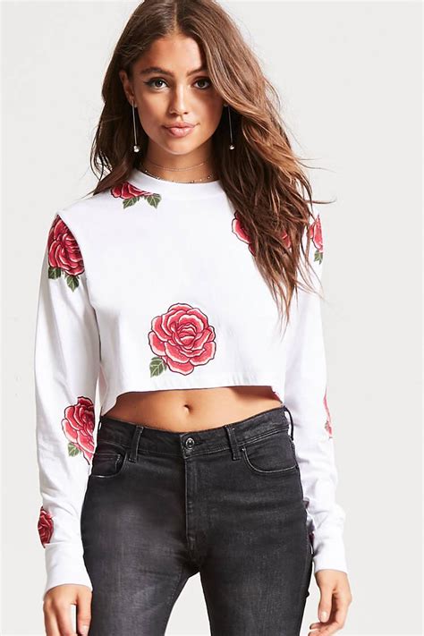 Lyst Forever 21 Floral Print Crop Top In White