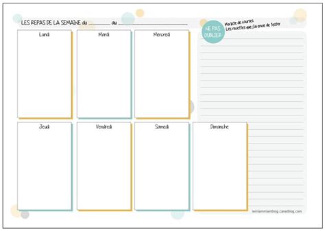 Planning Semaine À Remplir De Emplois Du Temp Gratuits à Imprimer