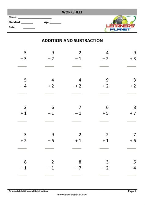 Grade 1 Math Worksheets Addition And Subtraction Worksheets For