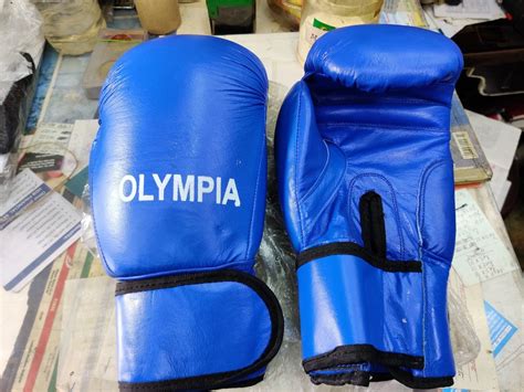 Red Blue Olympia Leather Boxing Gloves 10 Oz At Rs 1300pair In Kolkata Id 5377228148