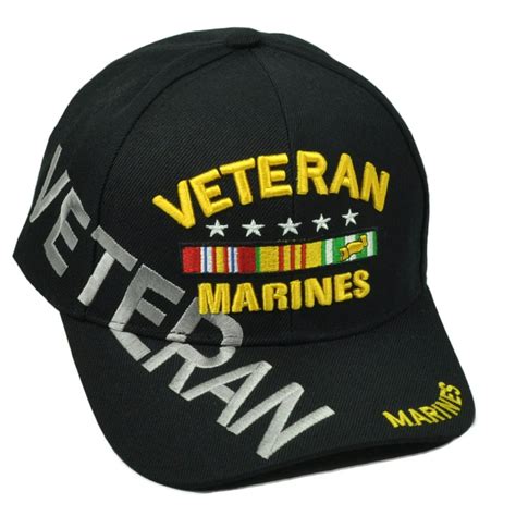 Us United States Marines Corps Veteran Vet Adjustable Black Hat Cap