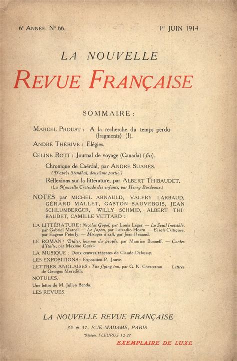 Collaborateur De La Nouvelle Revue Française - Ebook La Nouvelle Revue Française N' 66 (Juin 1914) par Collectifs