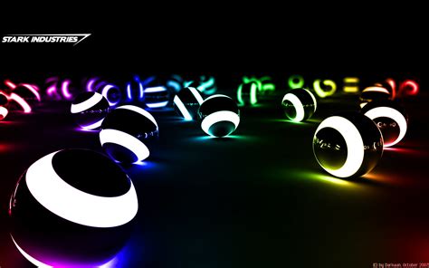 Black And Blue Led Light Balls Digital Art Colorful Render Hd