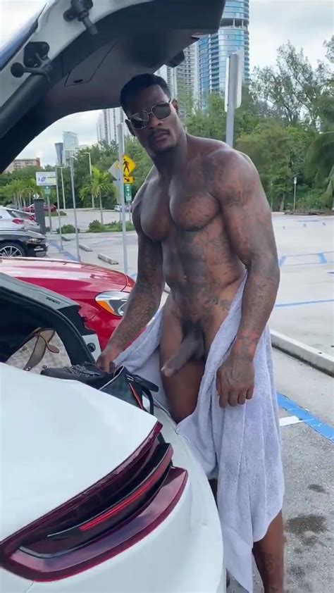 Delicious Black Stud Naked In Public Flashing His Big Hard Cock