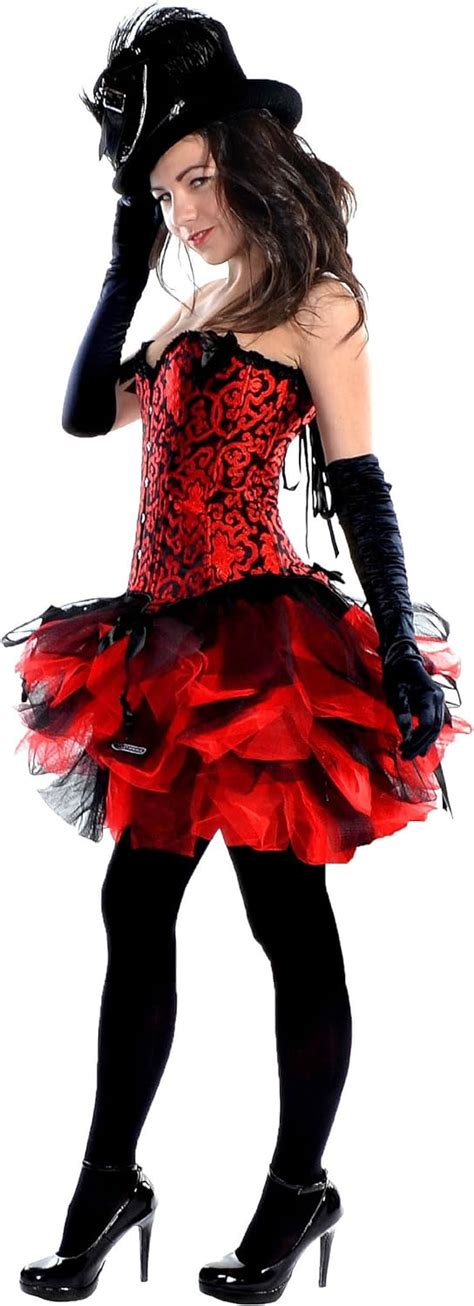 Black Red Burlesque Mini Mardi Gras Dress Up Tutu Costume Skirt Uk12