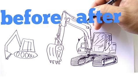 How To Draw Excavator Cara Menggambar Excavator Youtube