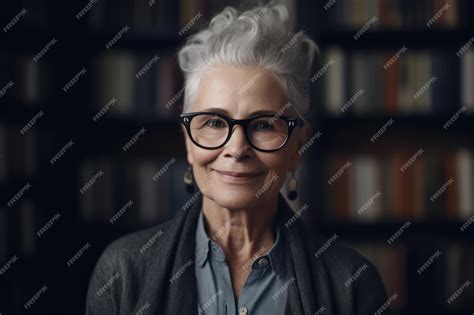 Premium Ai Image Portrait Of Beautiful Senior Woman Looking At Camera With Copy Space
