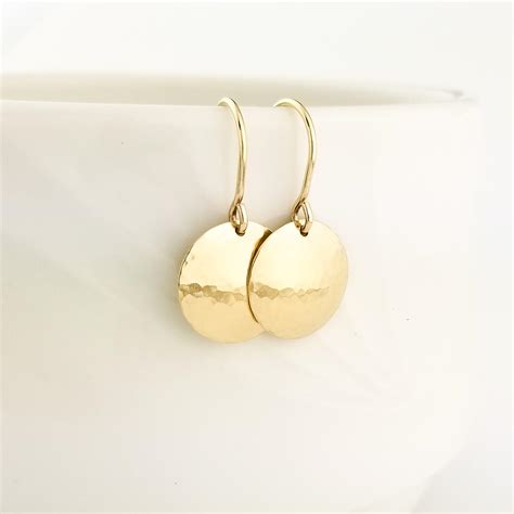 Jewelry Earrings Dangle And Drop Earrings Domed Solid Gold 14k