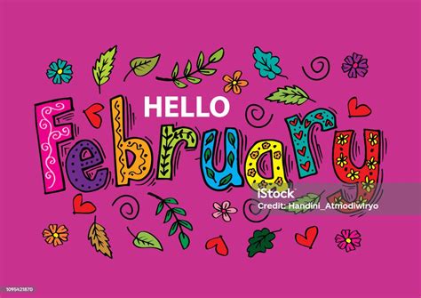 Hello February Hand Lettering Stock Illustration Download Image Now