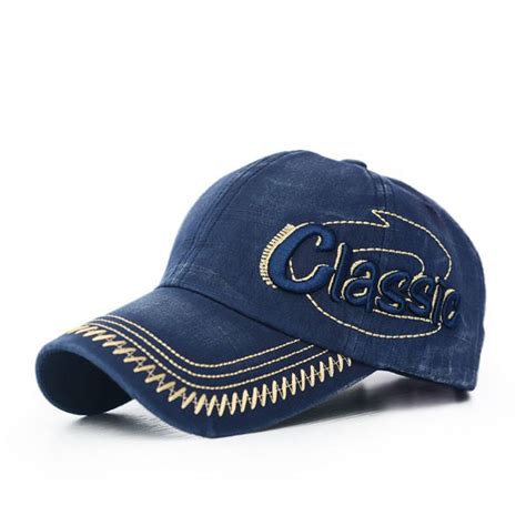 Mens Cotton Washed Baseball Cap Classic Letter Embroidery Adjustable