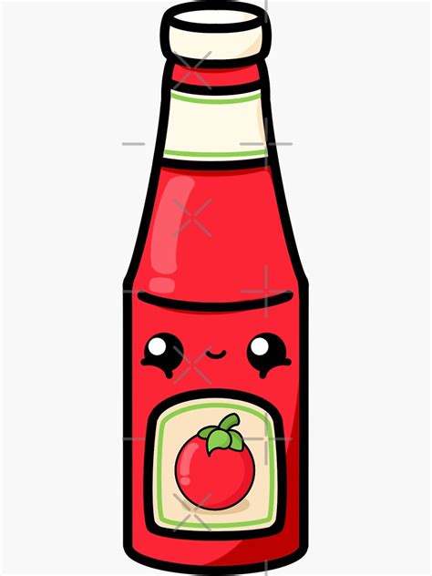 Cute Cartoon Tomato Ketchup Tomato Sauce Kawaii Sticker For
