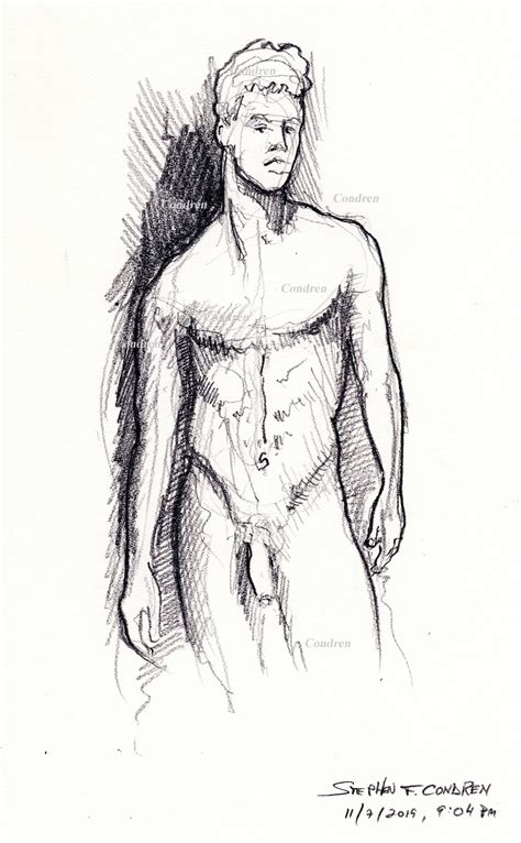 Nude Male A Pencil Figure Drawing Stephen Condren