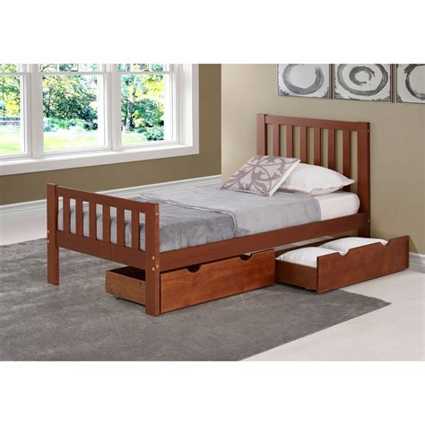 Aurora Solid Wood Twin Bed With Storage Drawers Ebay