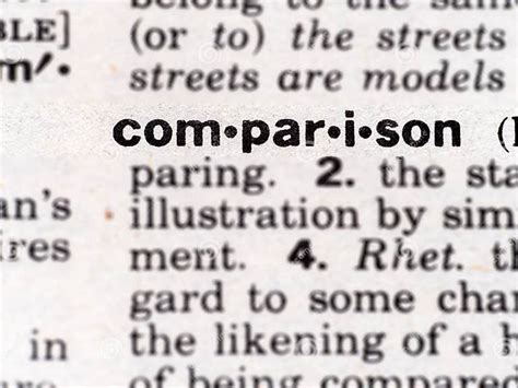 Closeup Of The Dictionary Definition Of The Word Comparison Stock Image