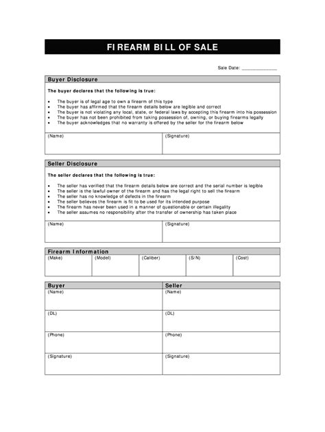 Firearm Bill Of Sale Form 2020 Fill And Sign Printable Template