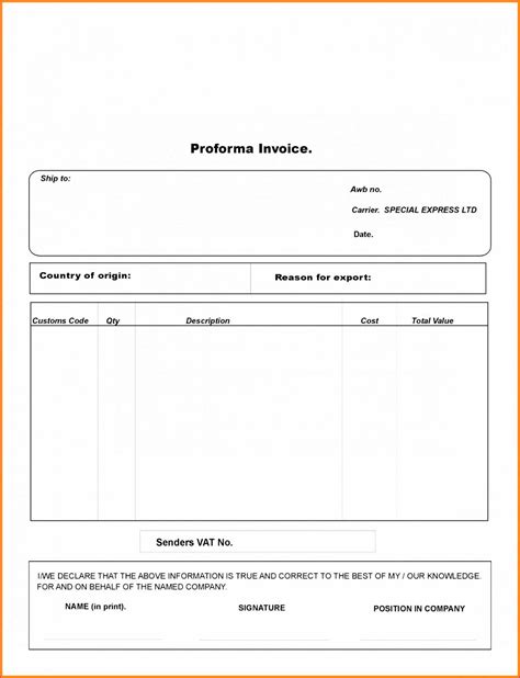 Proforma Invoice Template Pdf Free Download Ideas Simple Pertaining To Fedex Proforma