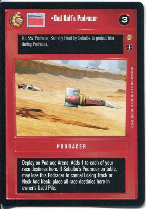 Star Wars Ccg Tatooine Dud Bolts Podracer Uk Toys And Games