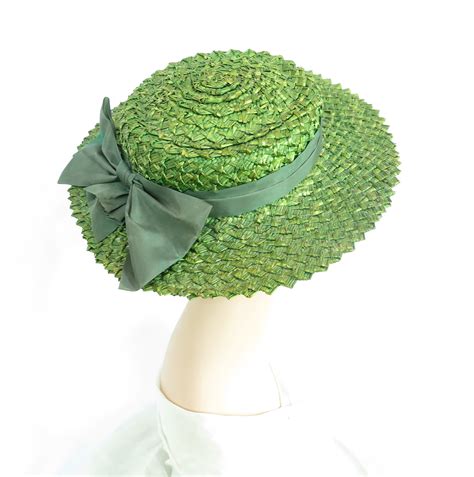 straw boater boater hat 1930s hats green straws green hats green gables hat shop hat