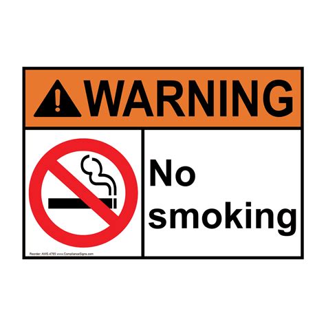 Ansi Warning No Smoking Sign Awe 4765 No Smoking
