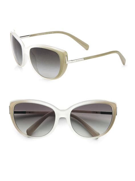 Prada Cateye Sunglasses In White Ice Lyst