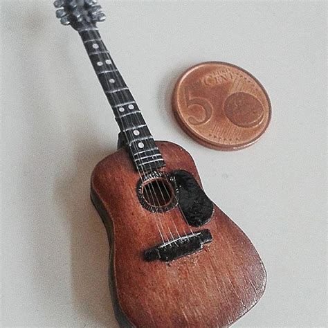 Mini Acoustic Guitar From Polymer Clay Polymerclay Clay Handmade Fimo Miniatures Miniature
