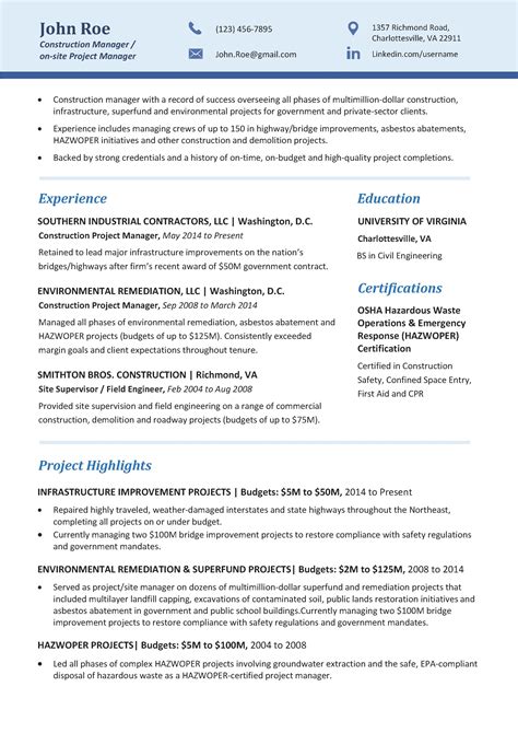 Construction Manager Resume Template Brand New Resume