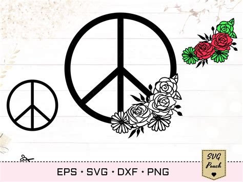 Peace Sign Svg Floral Peace Symbol Svg File For Cut By Svgpouch