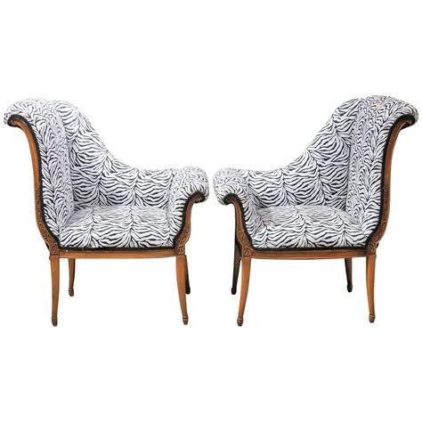 Printed accent chair for sale. Pair of Regency Style Zebra Print Lounge Chairs | Accent ...