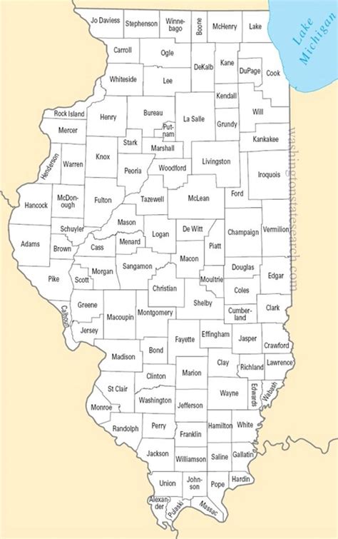♥ A Large Detailed Illinois State County Map