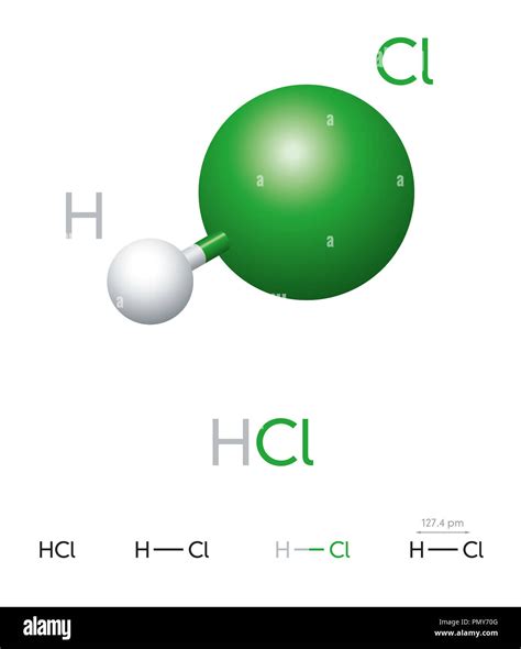 Hcl Hydrogen Chloride Molecule Model Chemical Formula Ball And