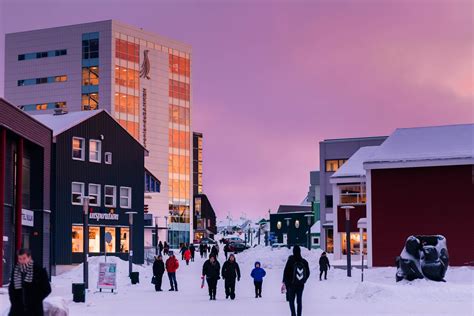 The Main Shopping Street Of Nuuk Greenland On A Beautiful Winter