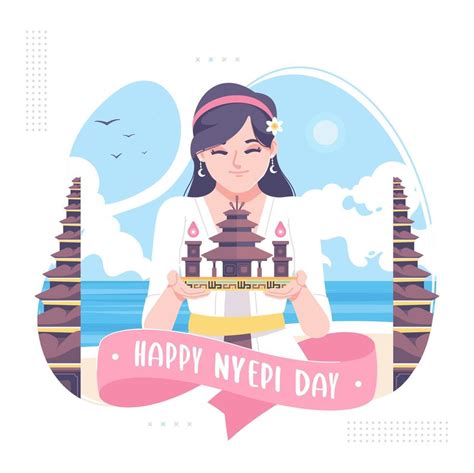 Happy Nyepi Day Means Bali S Day Of Silence Greeting Card Vector Art At Vecteezy
