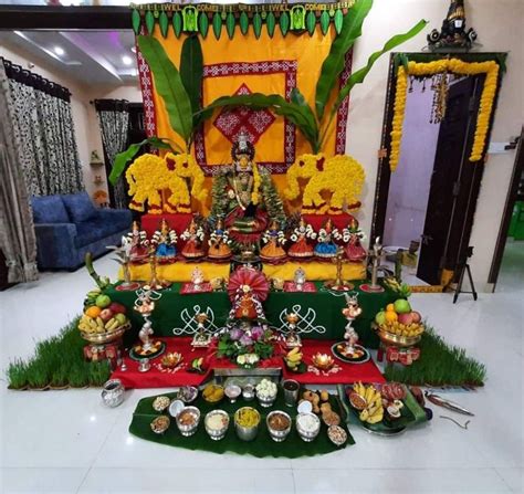 Varalakshmi Vratham In 2022 Goddess Decor Mandir Decoration
