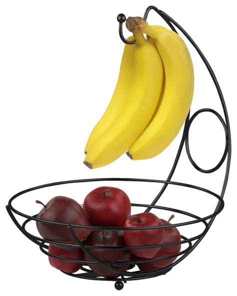 Home Basics Black Fruit Bowl With Banana Tree Contemporary Fruit