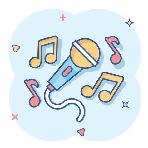 Karaoke Music Icon In Comic Style Microphone Speech Vector Cartoon