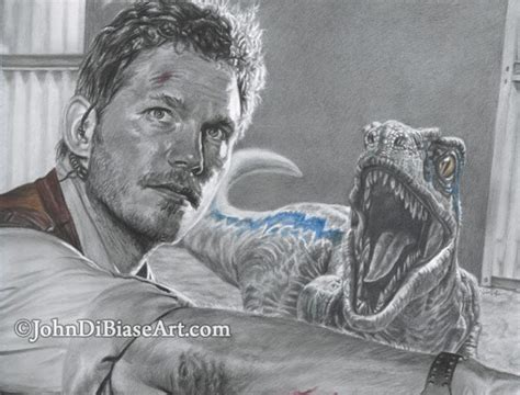 Chris Pratt As Owen Grady In Jurassic World W Blue The Raptor Etsy
